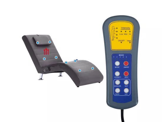 Chaise longue de massage avec oreiller gris similicuir