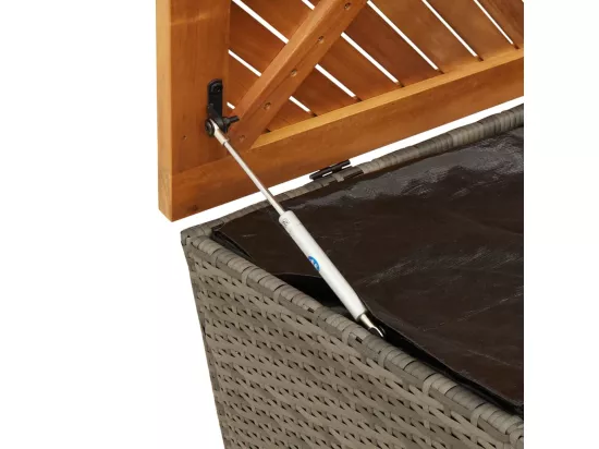 Prolenta Premium - Boîte de rangement de jardin gris résine tressée bois d'acacia