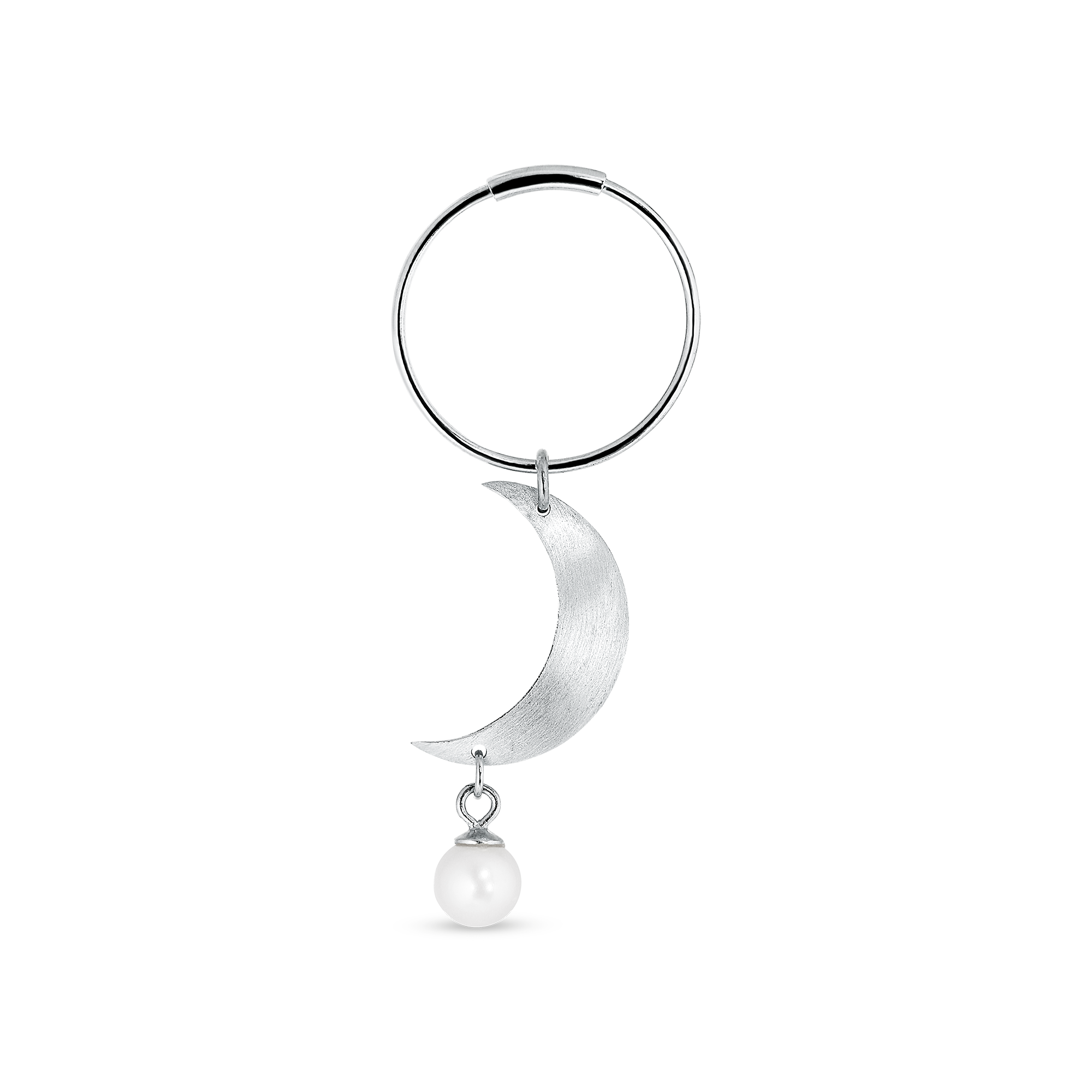 Jane Kønig  Half Moon With Pearl creol - sølv