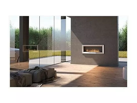 Cheminée au bioéthanol encastrable Frame 1200 SimpleFire blanche avec verre