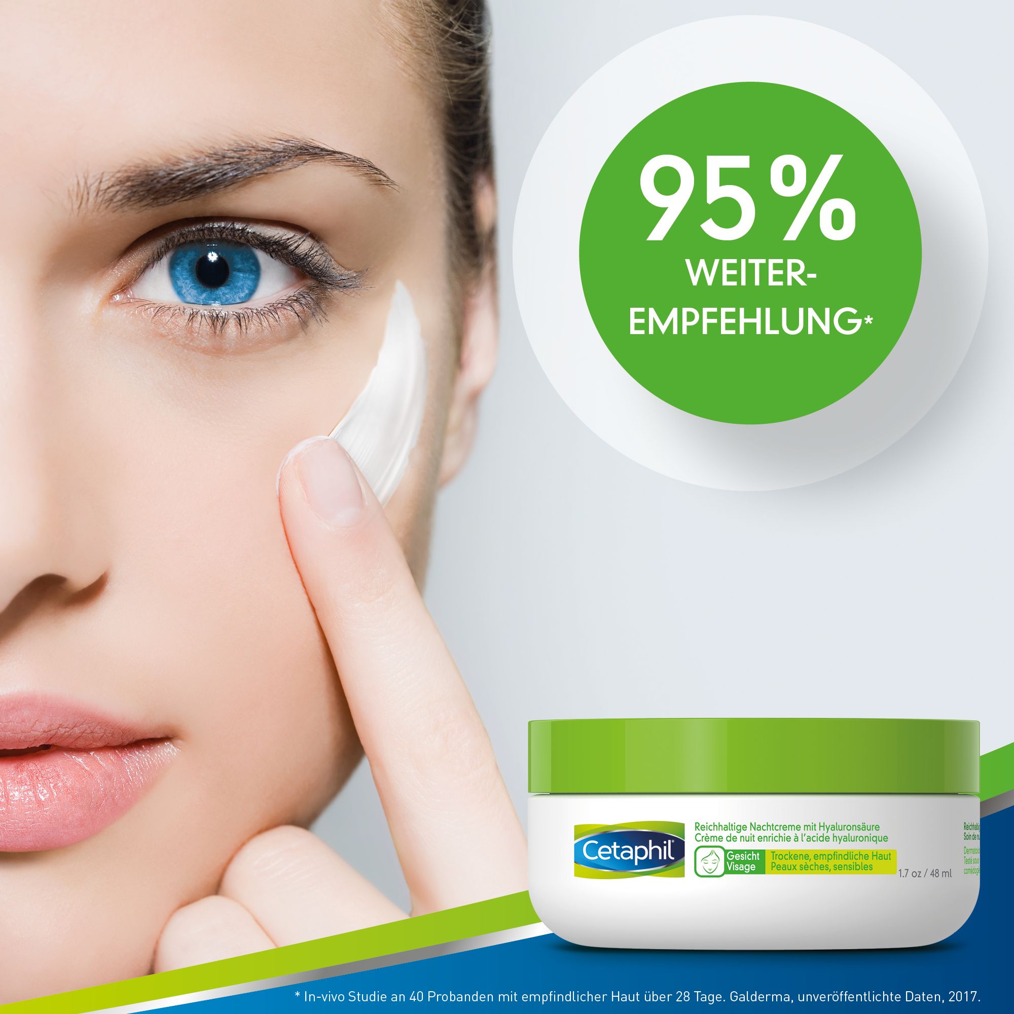 CETAPHIL Reichhaltige Nachtcreme mit Hyaluronsäure für trockene Gesichtshaut