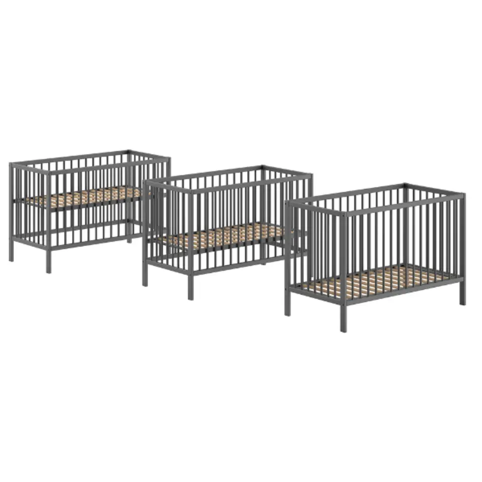 Vipack Babybed Dino - 60 x 120 cm - verstelbaar - antraciet dennenhout