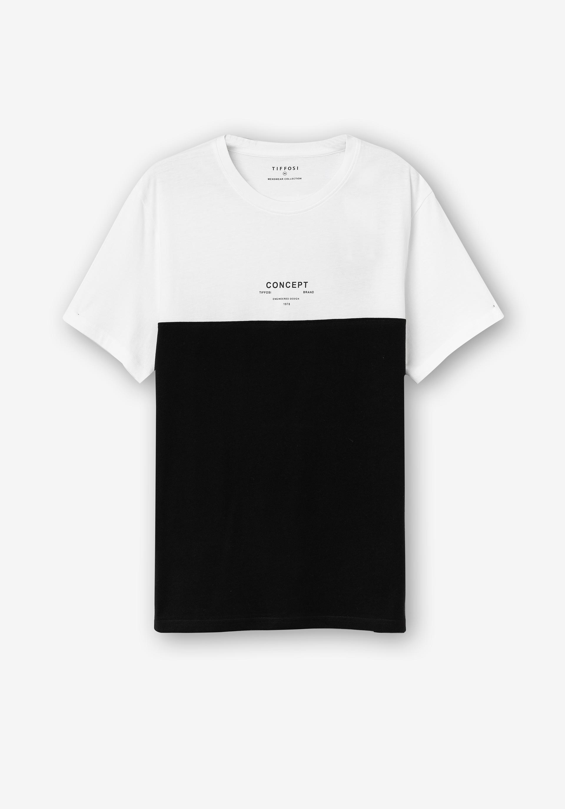 T-shirt Bicolor com Estampado Frontal