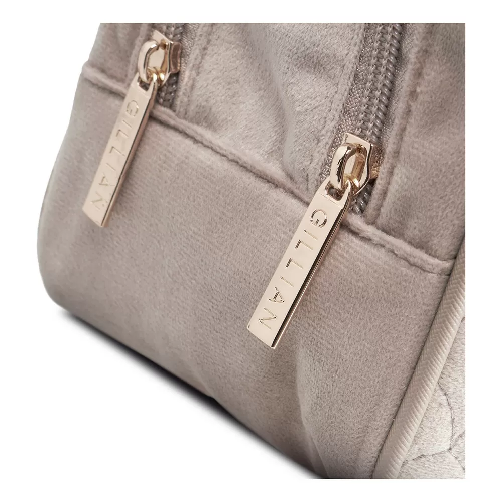 Gillian Jones 2-rums kosmetiktaske beige velour - 1 stk