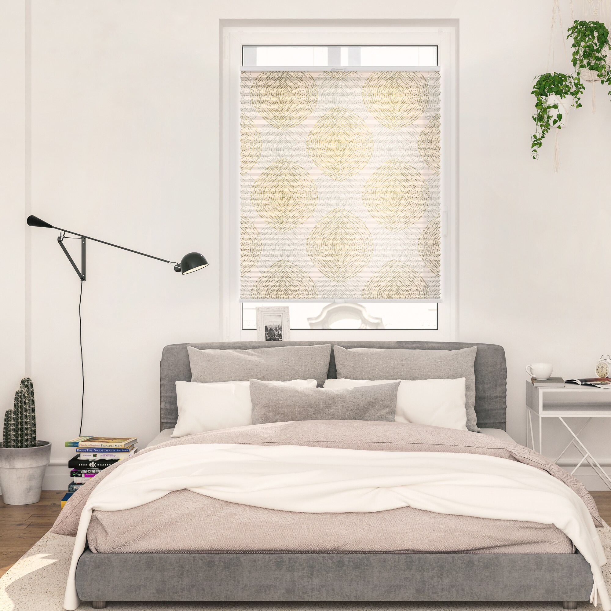 Lichtblick Plissee Klemmfix, ohne Bohren, blickdicht, Stripy Boho Drop India - Beige
