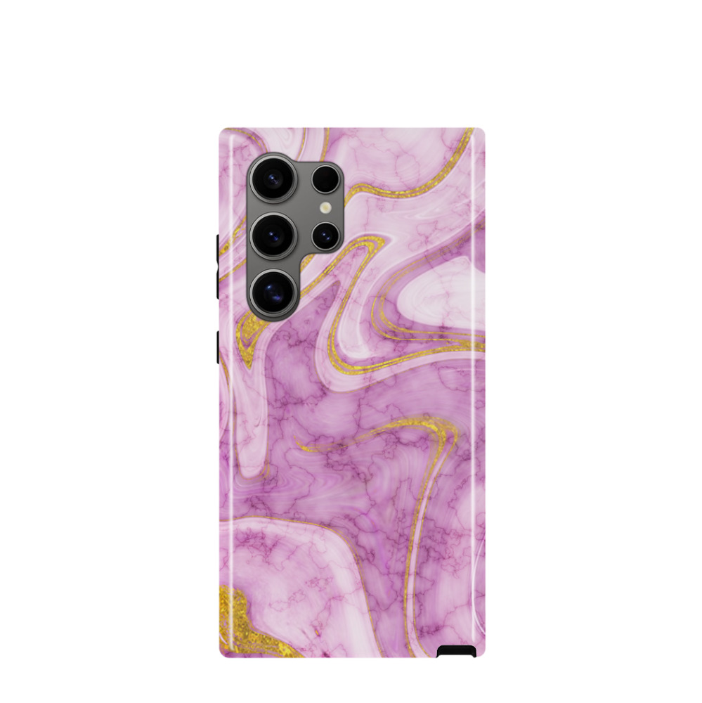 Samsung Galaxy S24 Ultra Hybrid (Kunststoff / Gummi) Hülle Marmor Marble 11 - Pink