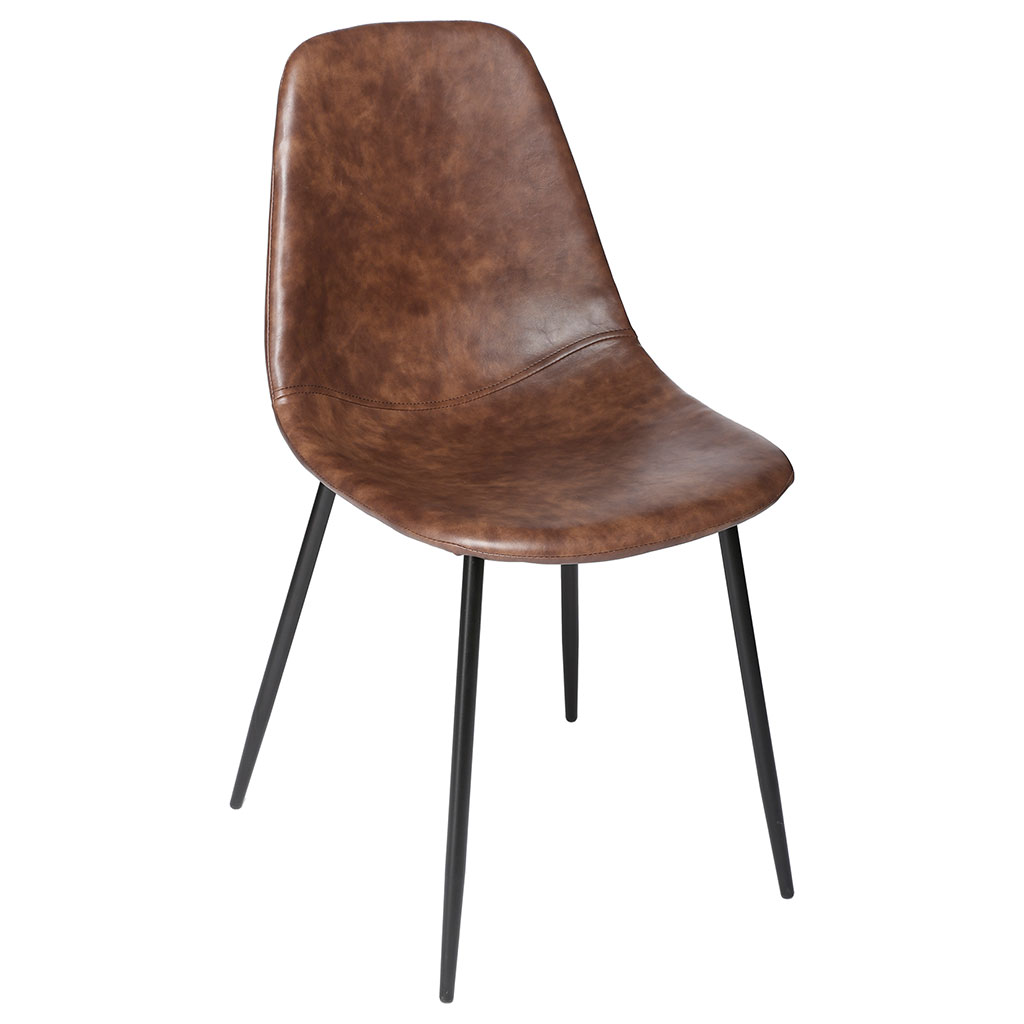 Chaise style industriel métal et assise marron VLADI - ATMOSPHERA