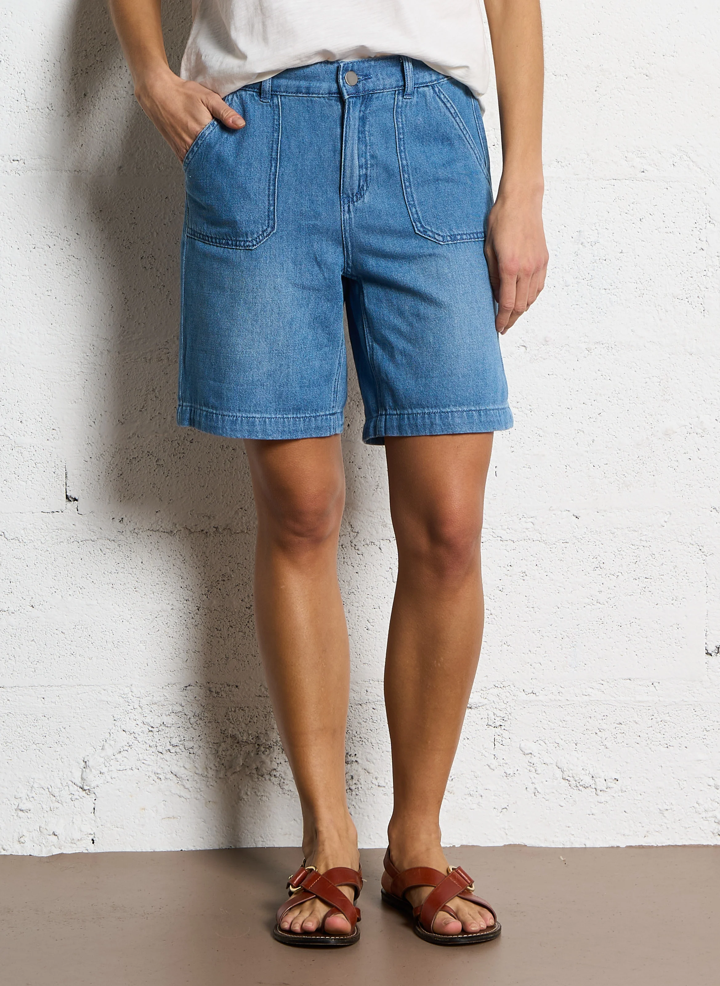 SANAE - Short jean en coton | Bleu