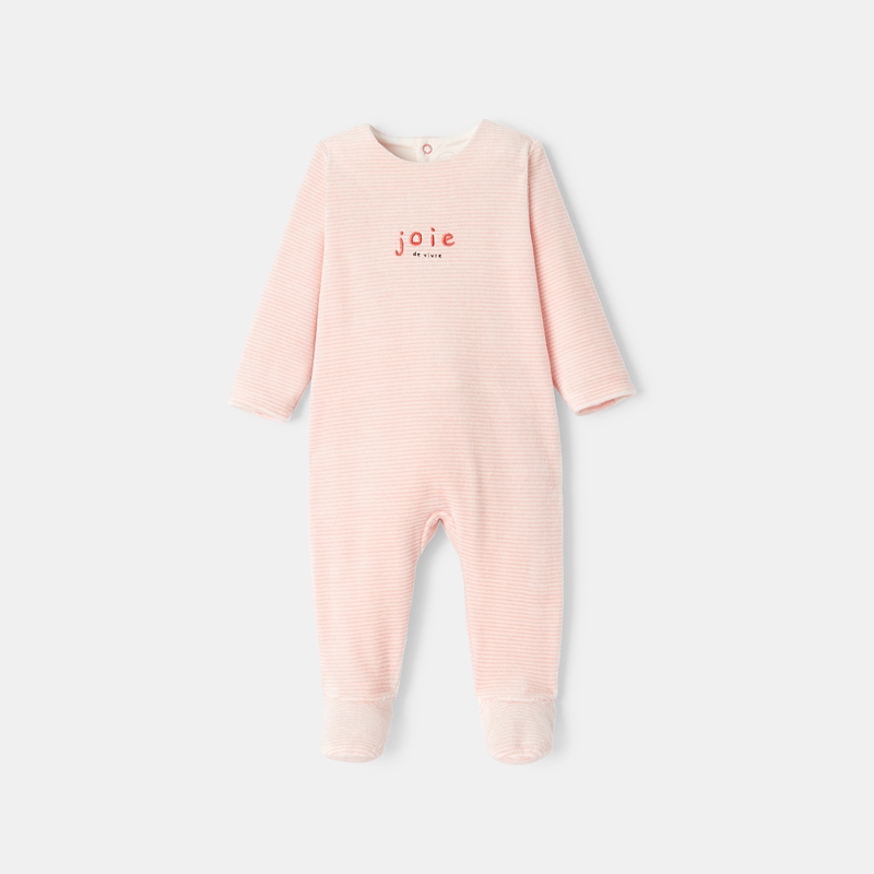 Dors-bien en velours rayé rose naissance Absorba