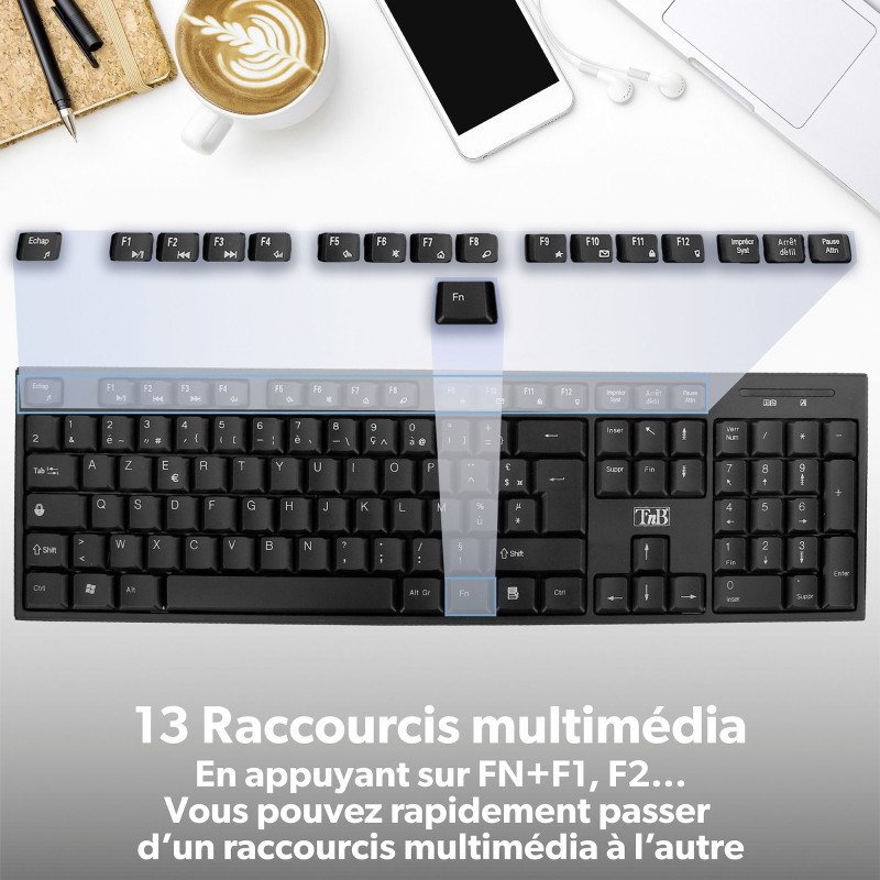 Pack clavier AZERTY et souris sans fil classy TNB