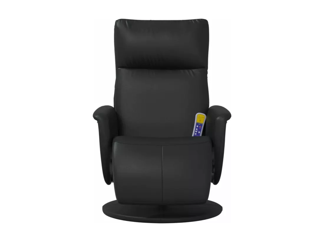 Fauteuil inclinable massant repose-pieds noir similicuir