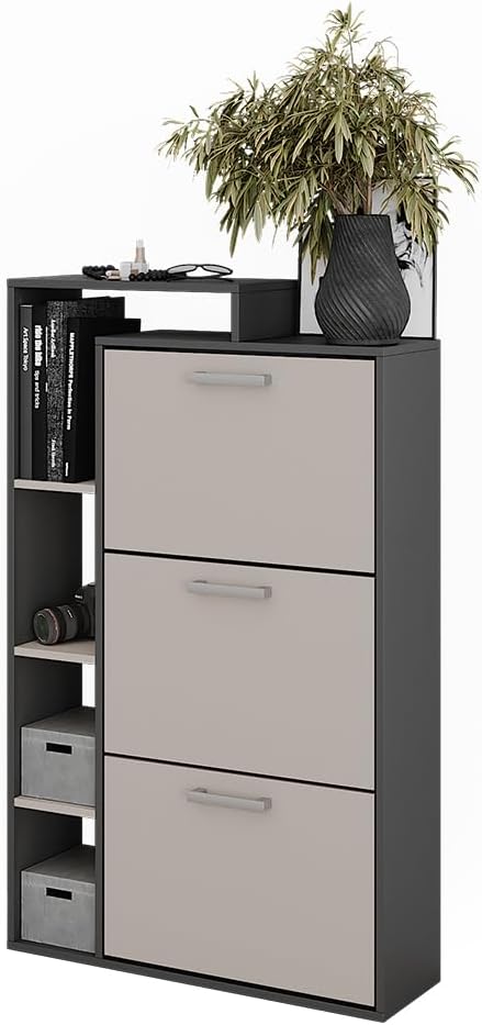 Vicco Schuhkipper Orlando, Anthrazit/Greige, 80 x 128.3 cm mit 3 Fächern