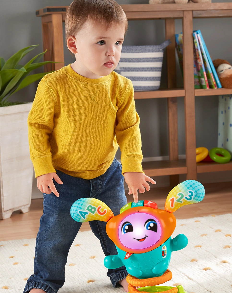 Mattel HJP94 Fisher-Price DJ Hüpfi, Lernspielzeug mit Musik für Babys, deutsch