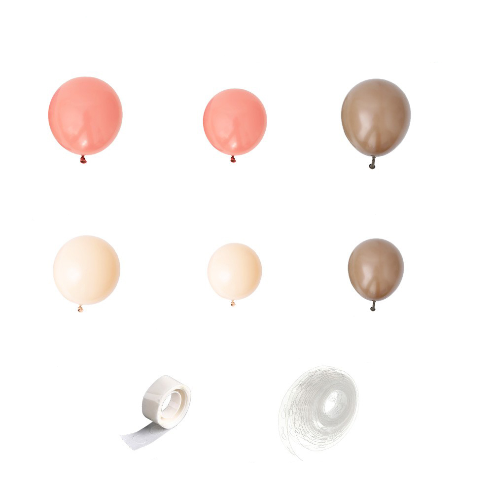 (127-tlg. Set) Party Deko Ballons Latex Luftballons - Rosa / Beige / Braun