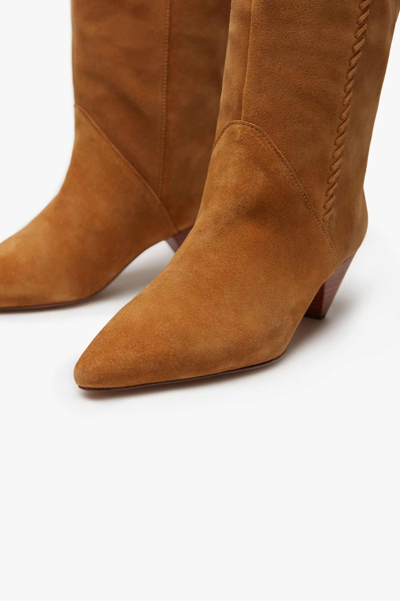 Botas de cano alto Amanda em camurça marrom