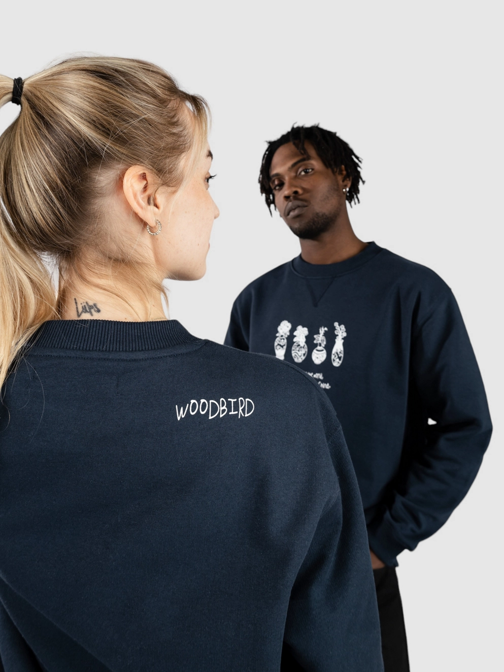 Woodbird Cane Vase Sweater navy blazer