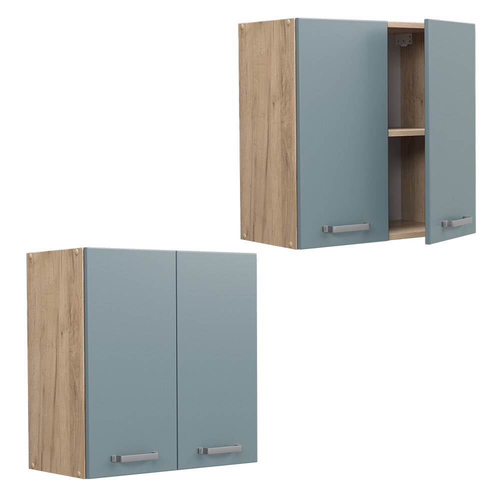 Vicco Hängeschrank Küchenschrank R-Line Solid Eiche Blau Grau 60 cm modern