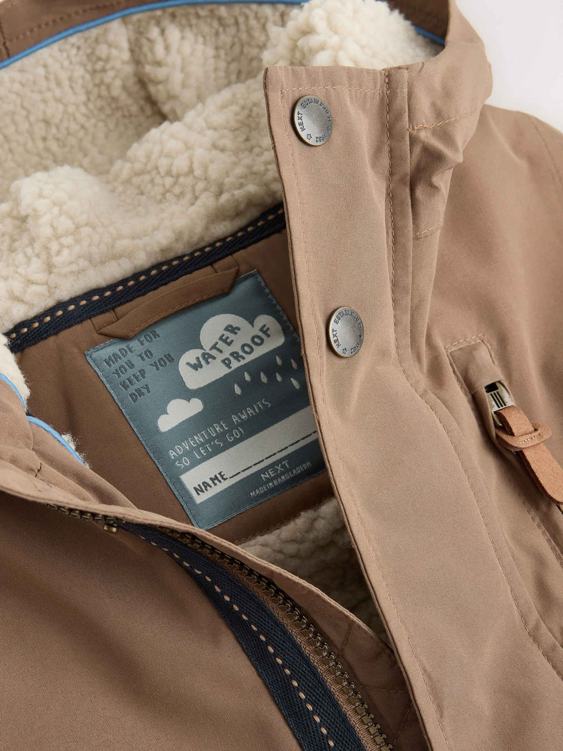 Bruin - Waterdichte parka met borgvoering (3mnd -7jr)