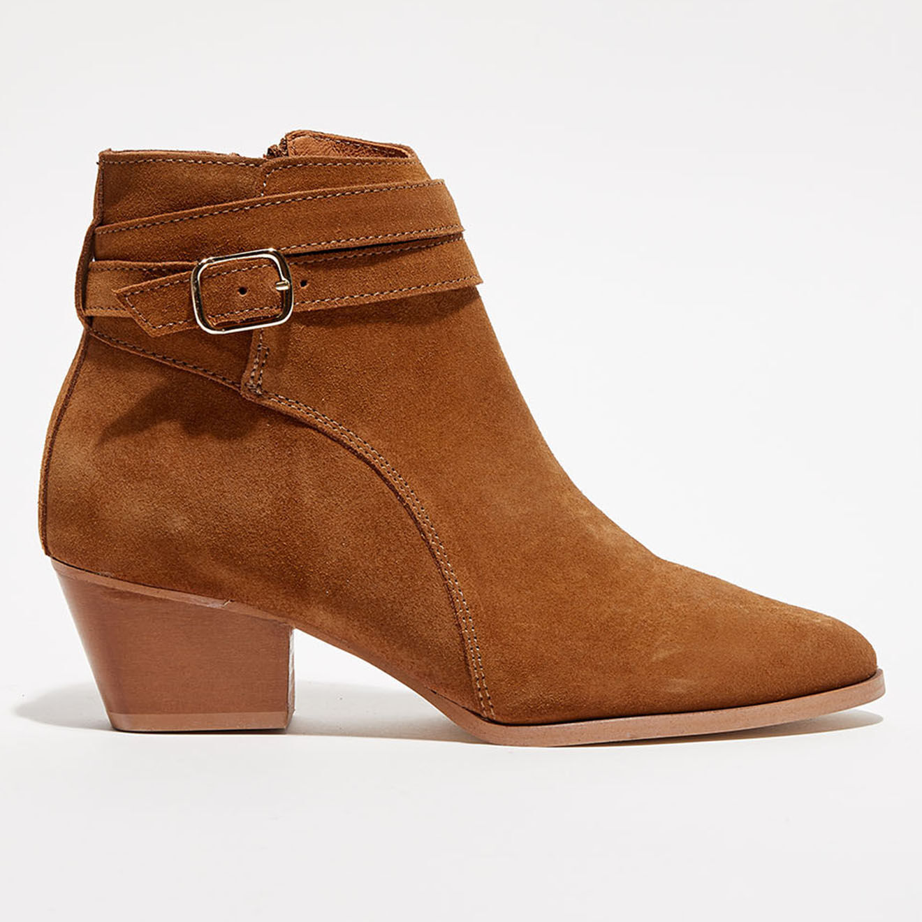 Anaki Bottines en Velours de Cuir Heloise cognac