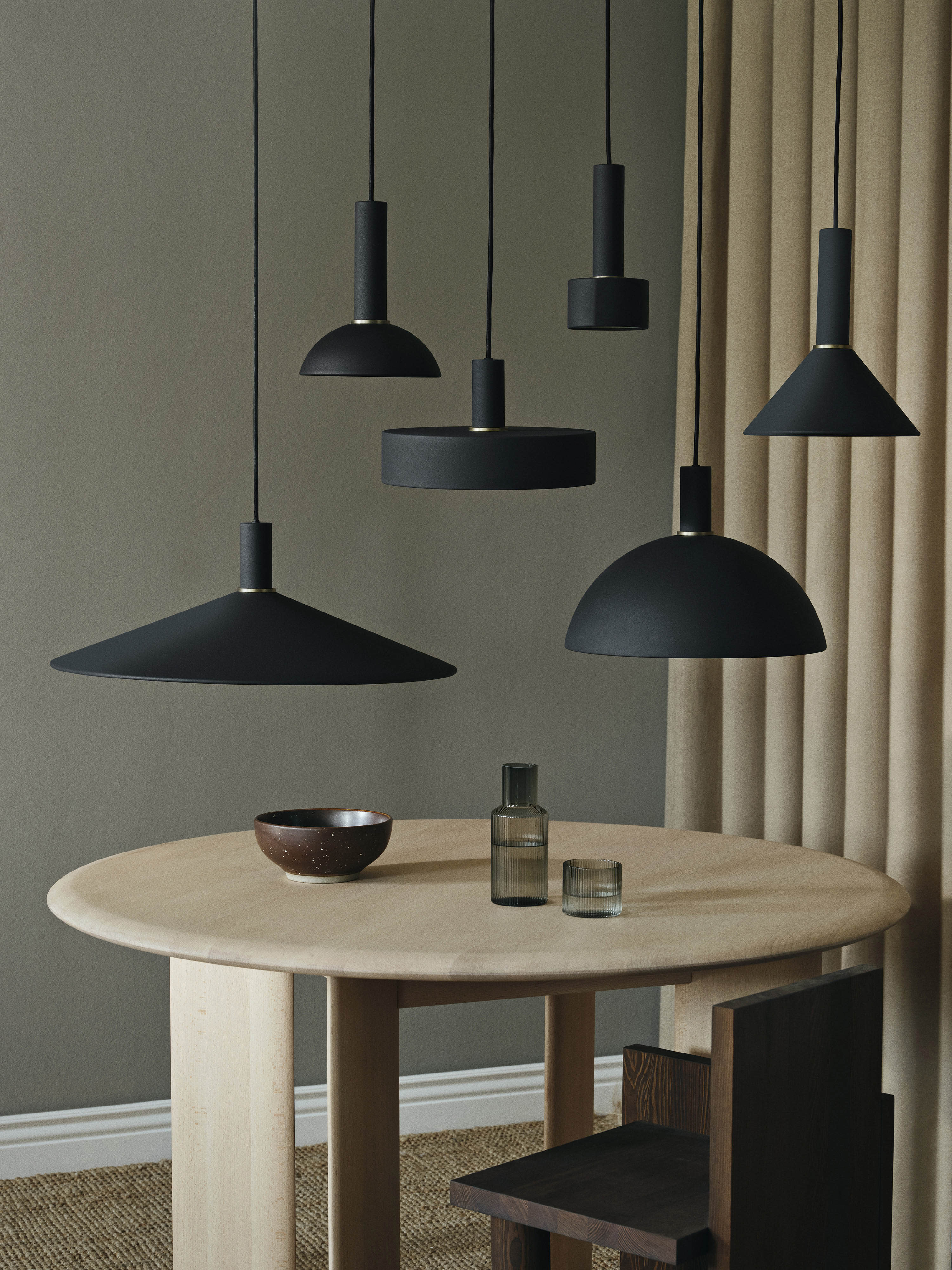 Mondgeblazen kleine waterkaraffen Ripple met waterglas, 2-delig