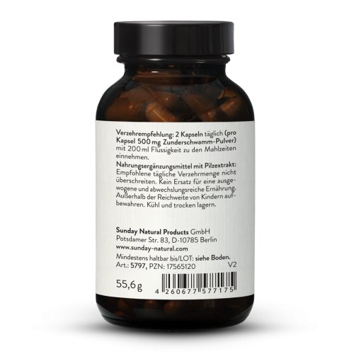 Sunday Natural Products  Zunderschwamm Extrakt Kapseln