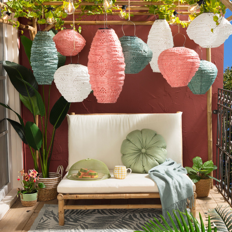 Solar barok lampion - roze - ø20x42 cm