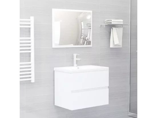 Armoire d'évier avec lavabo intégré Blanc Bois d'ingénierie