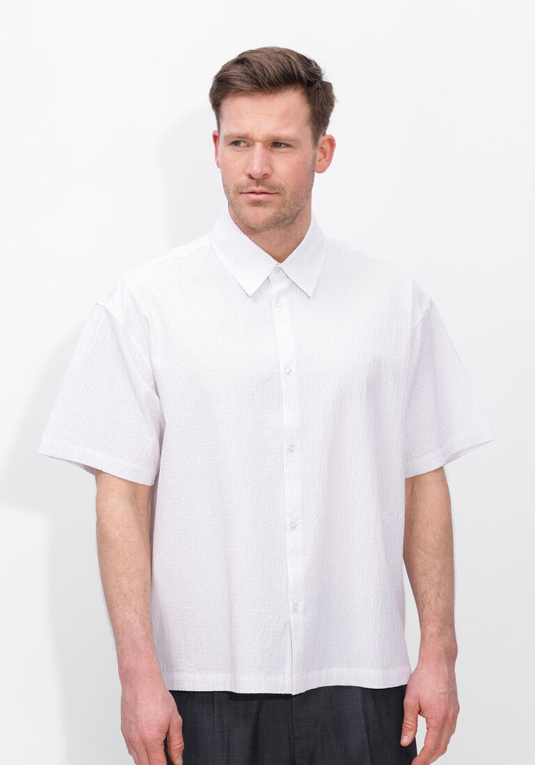 witte olaf hussein casual overhemd stripe boxy ss shirt