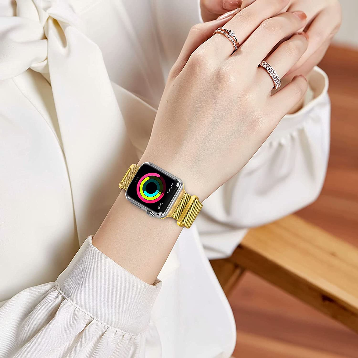 Apple Watch (42/41/40/38 mm) Ersatz Magnet Armband Milanaise (Gelenkumfang: 162-258mm) - Gold