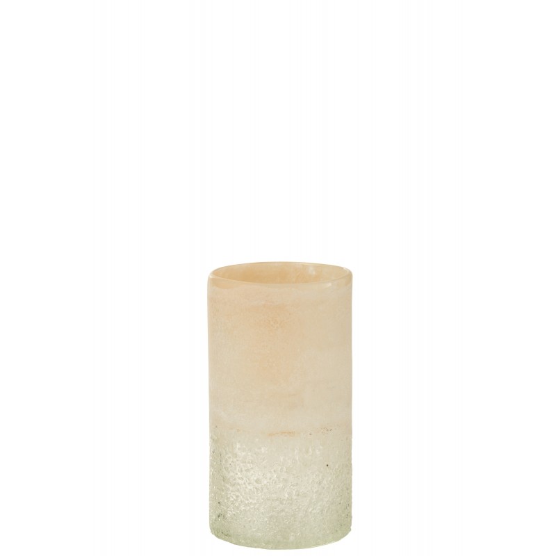 Vase cylindre en verre beige 12x12x23 cm