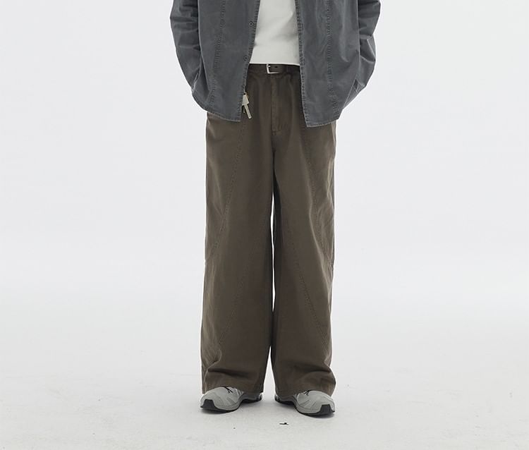 Omozando - Mid Rise Plain Wide Leg Pants