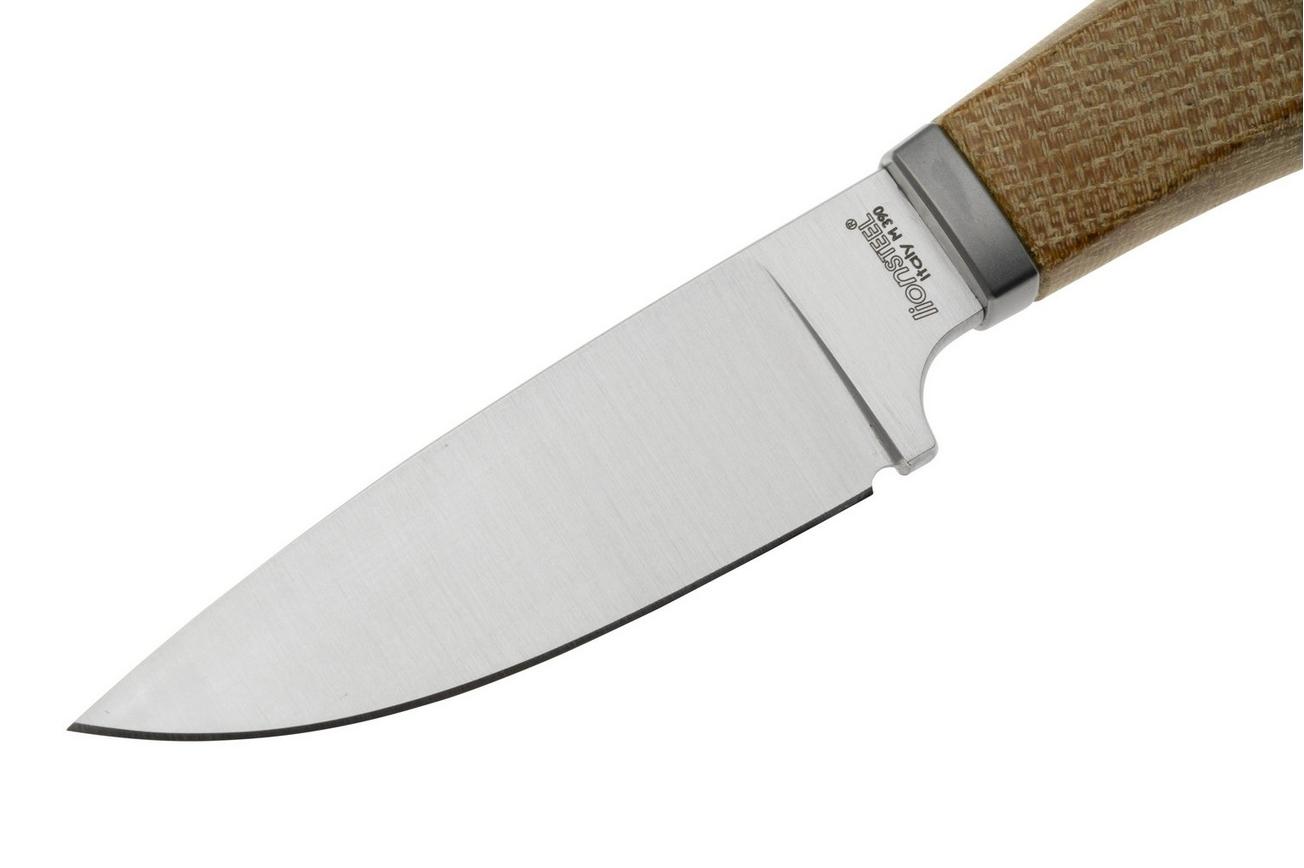 LionSteel Willy WL1-CVN, M390 Droppoint Natural Micarta, vaststaand mes