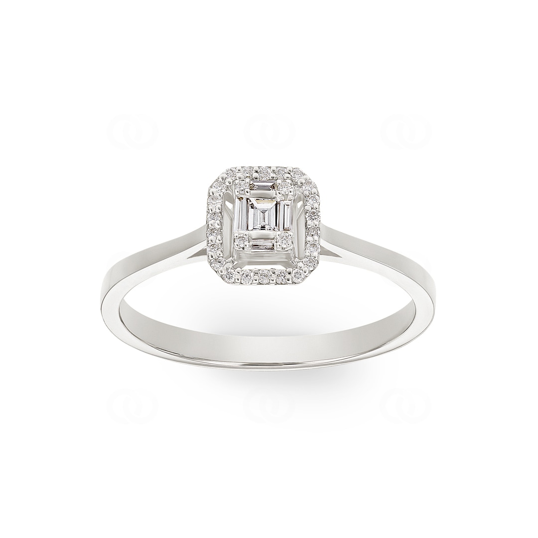 Verlobungsring 750/18 K Weissgold mit Diamanten 0.16 ct. H/si