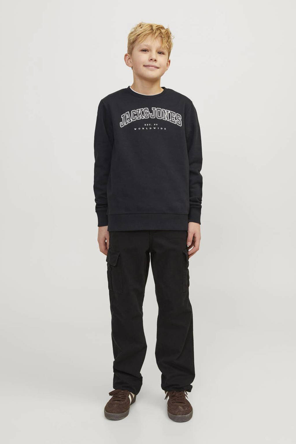 JACK & JONES sweater JJECALEB met logo zwart