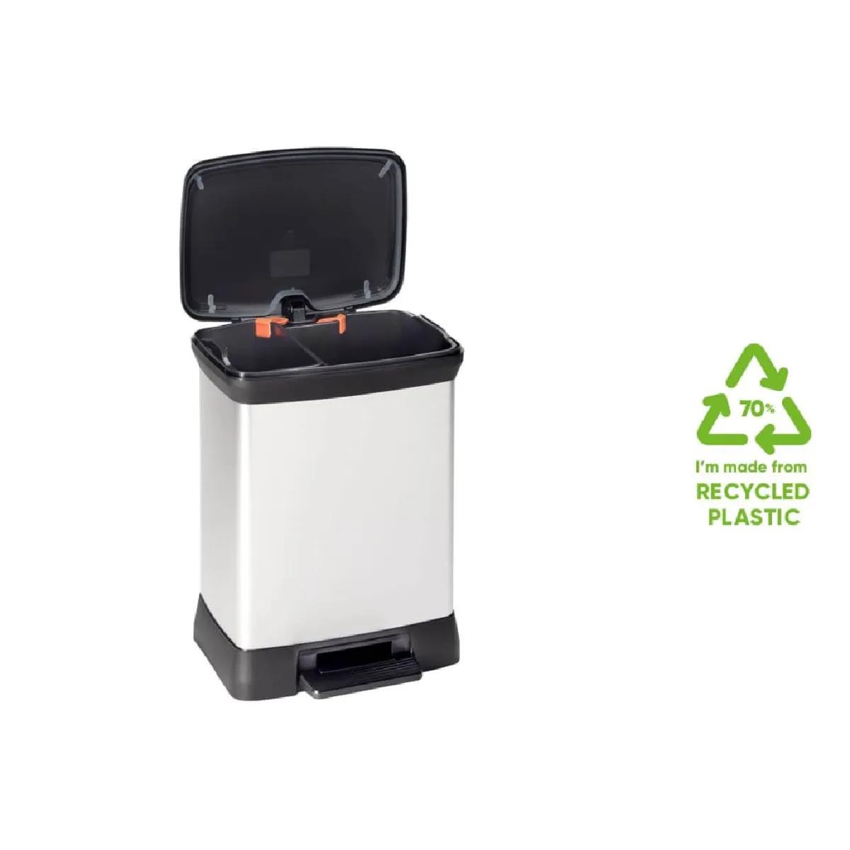 Curver Poubelle Duo à Pédale 10L+18L - Argenté