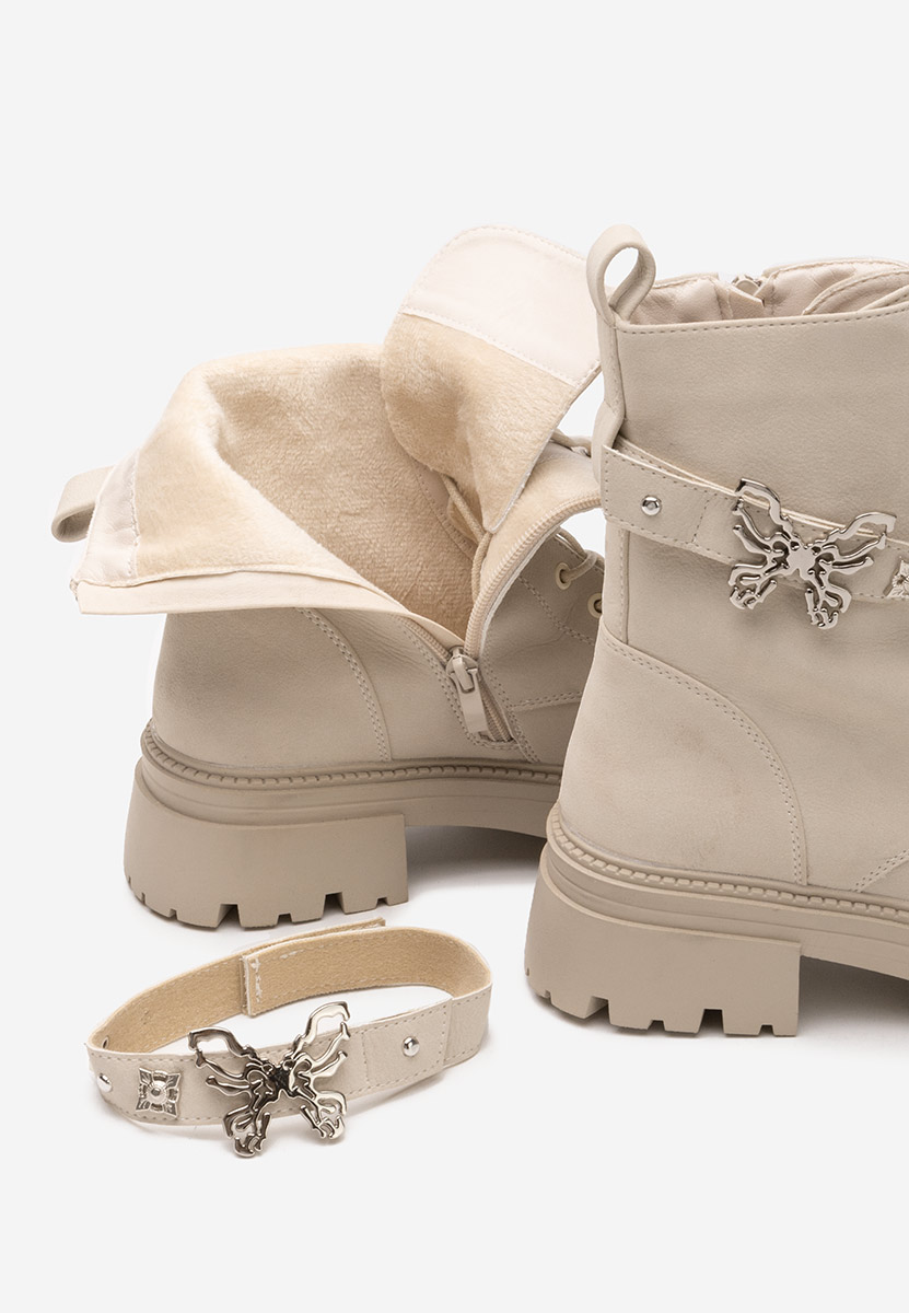 Bottines rangers femme beige Barebria