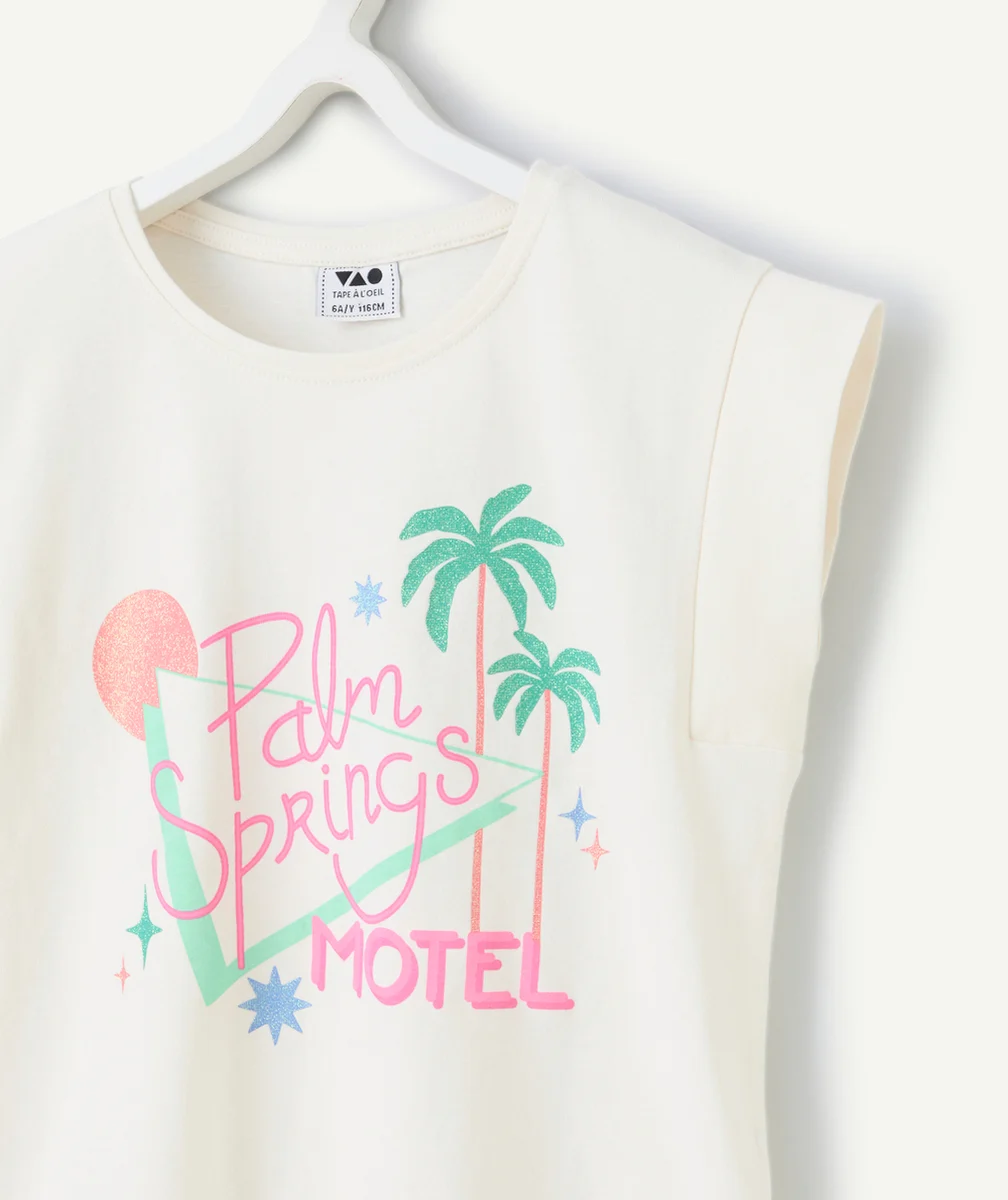 t-shirt manches courtes fille en coton bio thème palm spring