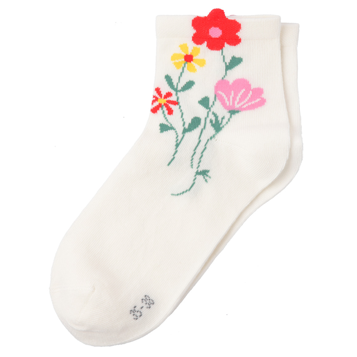 Gina Benotti 1 Paar Damen Socken mit Blumen-Motiv weiss
