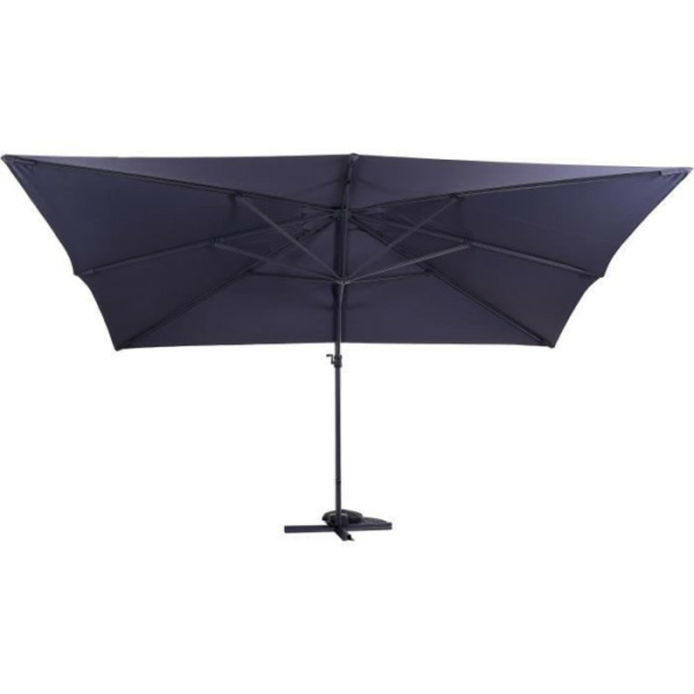 Parasol déporté 4x3m- inclinable,et rotatif a 360°- structure aluminium et toile déperlante en polyester 250gm2- gris anthra