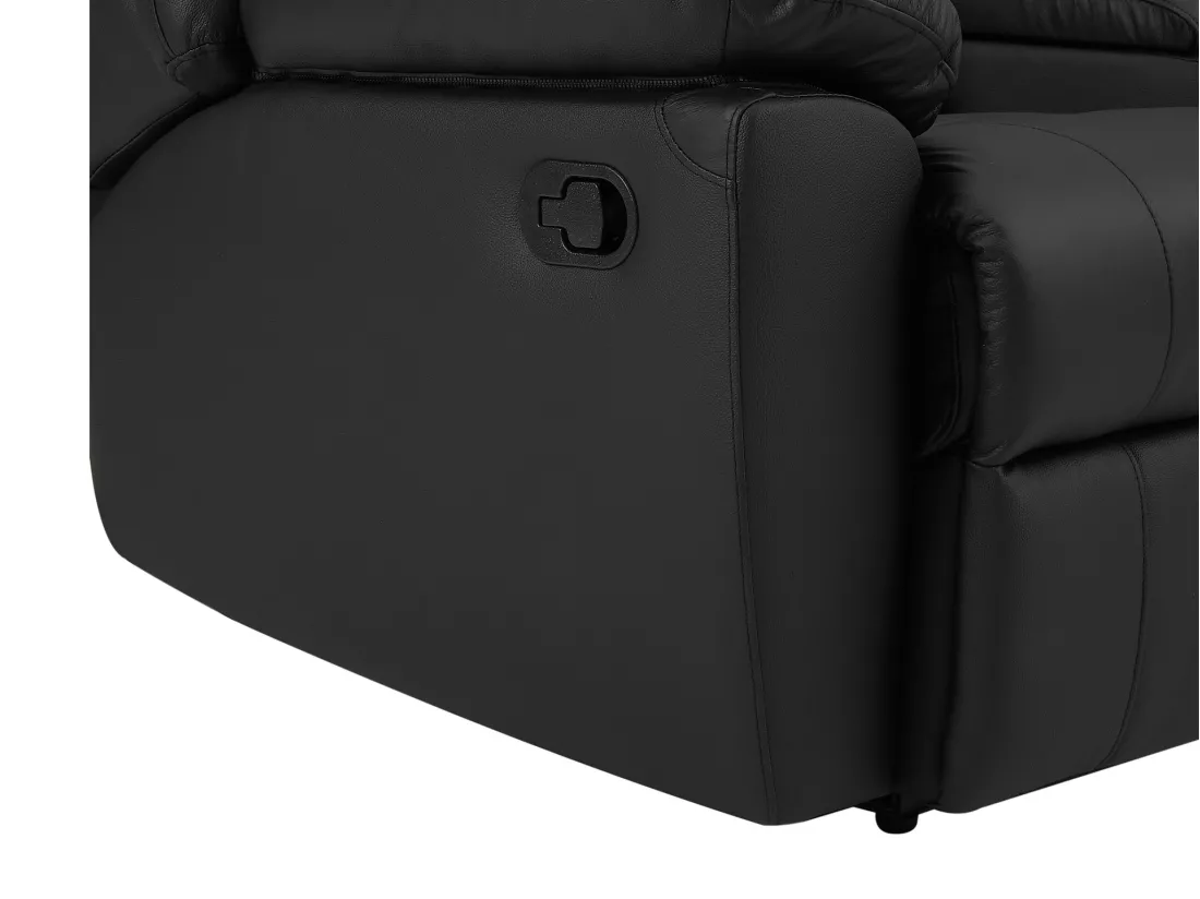 Canapé 3 places 2 places et fauteuil relax en cuir de vachette noir AROMA