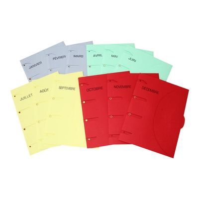 Smartfolder - 12 Chemises à 3 rabats - échéancier janvier à décembre