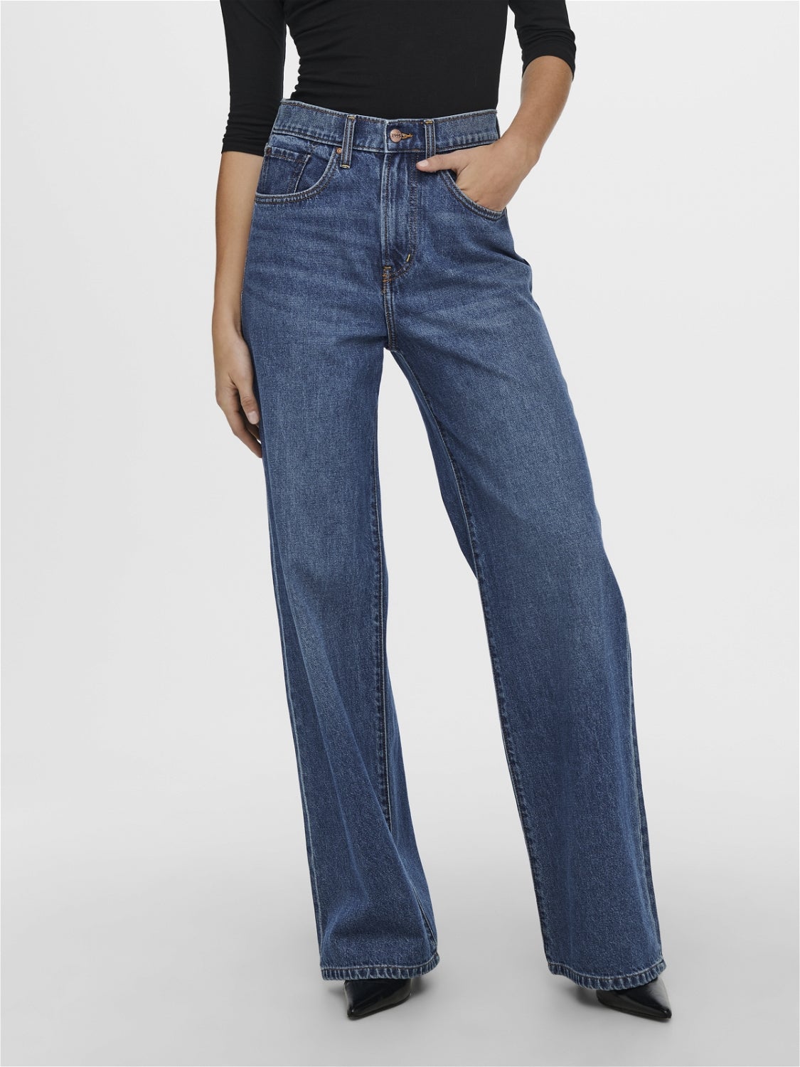 ONLHOPE Hohe Taille Weiter Beinschnitt Jeans Medium Blue Denim