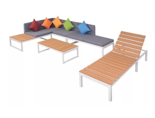 LES TENDANCES - Salon extérieur Salon de jardin-blanc-6 places-128x66x65-124342