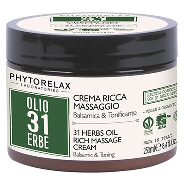 Crème de massage apaisante bio - Huile 31 herbes - Peaux sèches - Corps - 250 ml