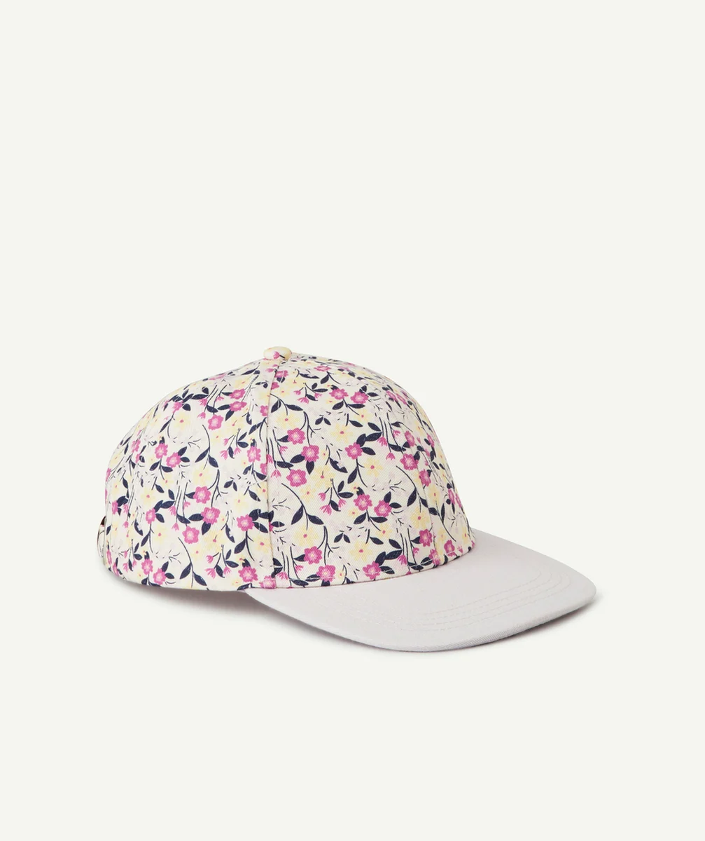 CASQUETTE FILLE AVEC IMPRIMÉ FLEURI ET VISIÈRE VIOLETTE