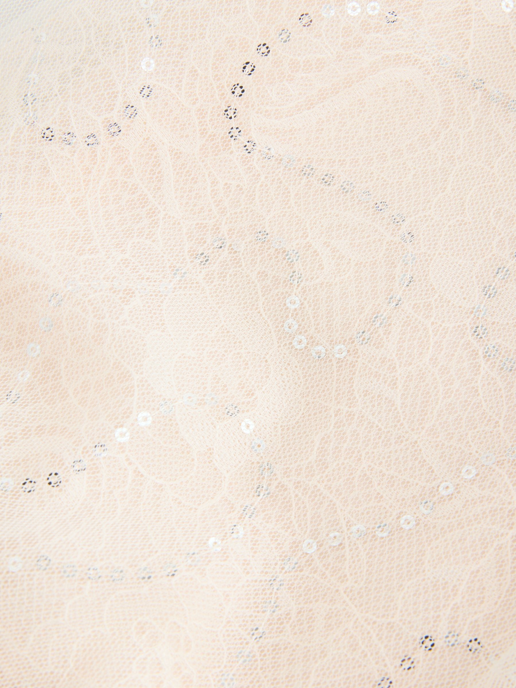 Baker by Ted Baker Crème jurk met Pailletten, kanten mesh en ballonzoom