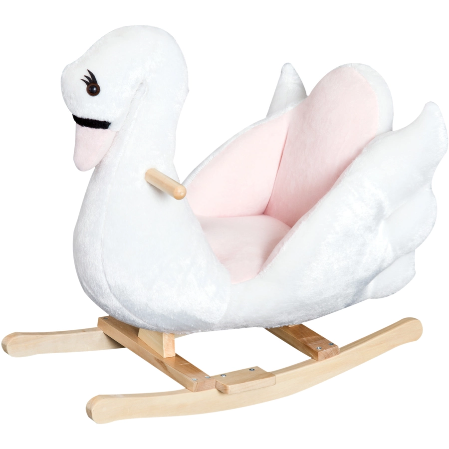 HOMCOM Kinder Schaukelwippe als Schwan rosa, weiß