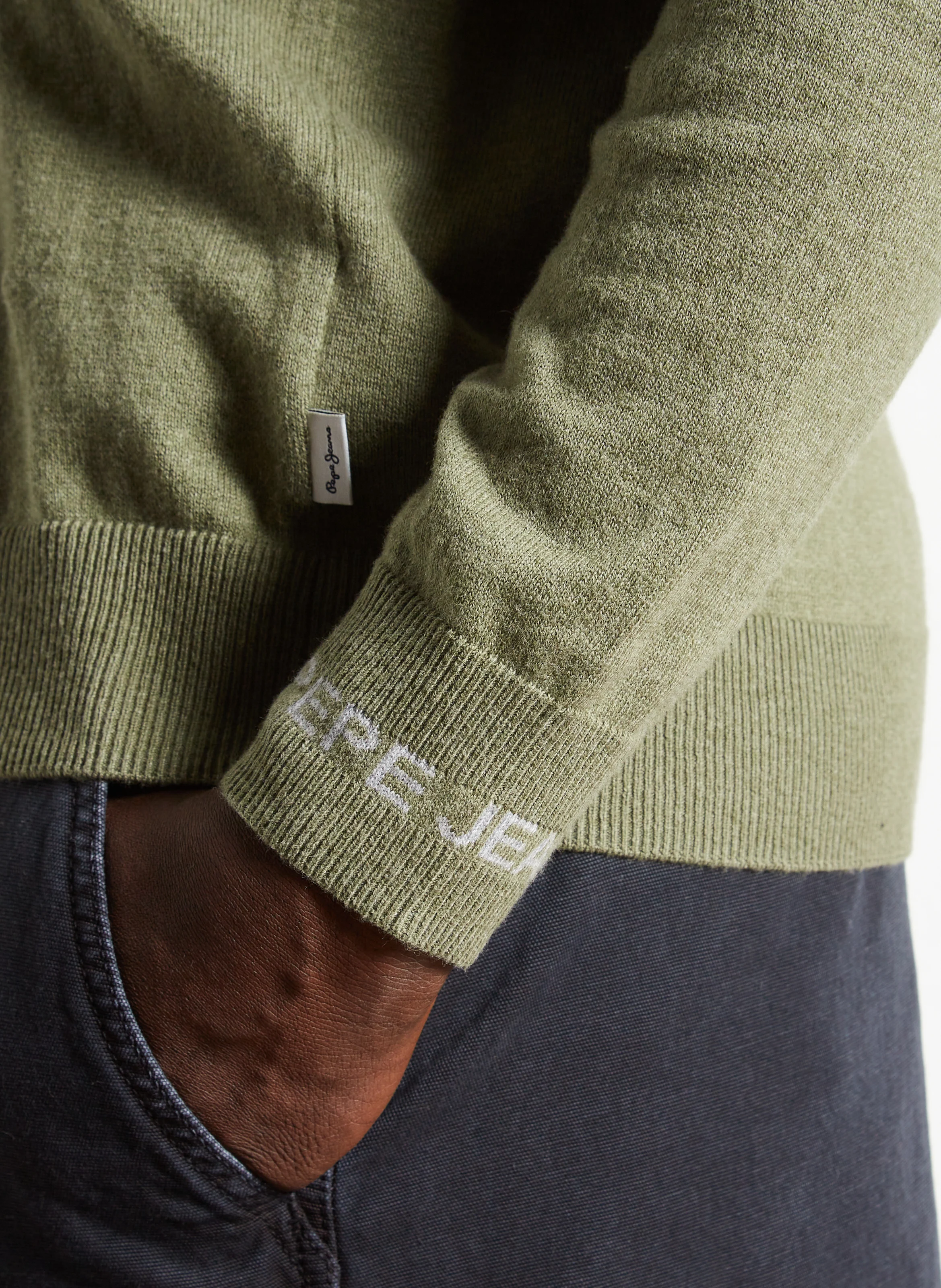 NEW ANDRE - Pull col rond droit en coton et laine mélangé | Vert