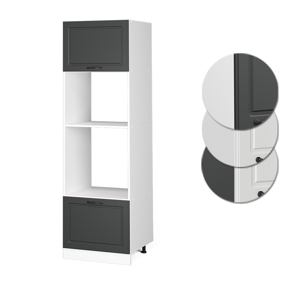 Vicco Mikrowellenumbauschrank Küchenschrank Küchenzeile Landhaus R-Line 60 cm Weiß-Anthrazit