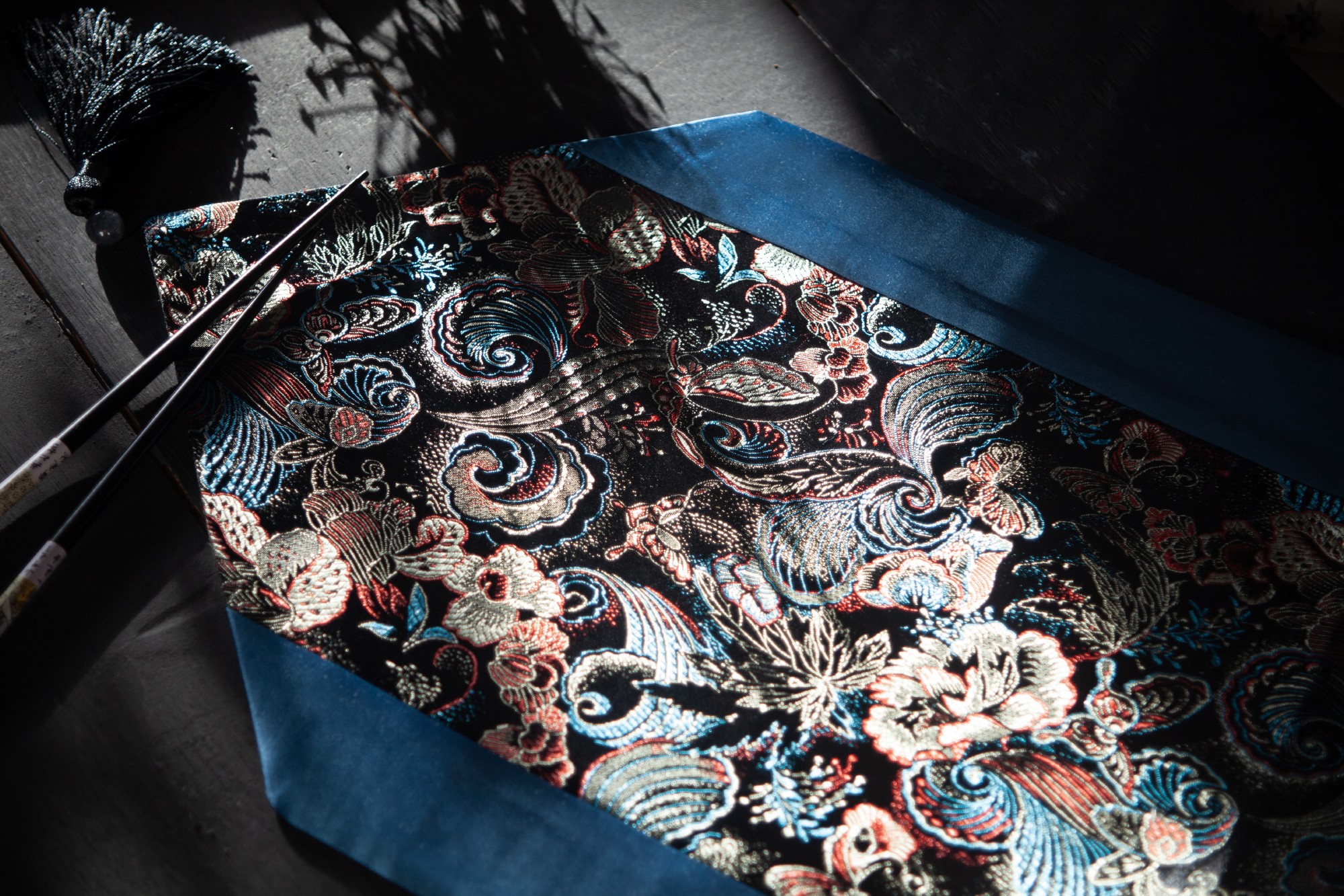 Tischläufer blau-multicolor, L 200 cm, B 33 cm von fischer's lagerhaus